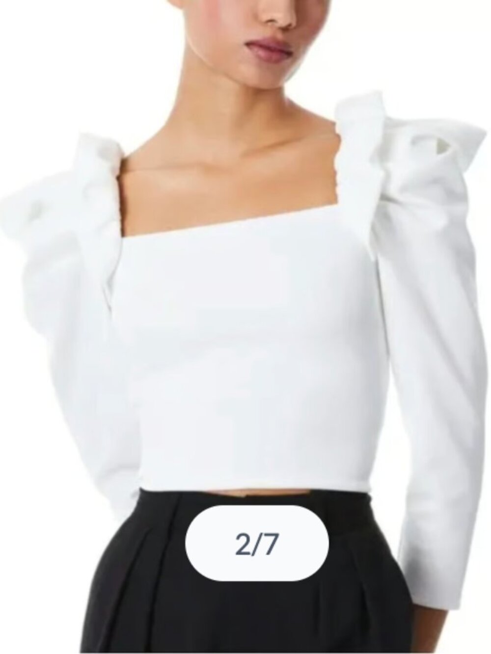 NWT Alice + Olivia Genny Stretch Knit Off White Long Sleeve Gathered Top 0